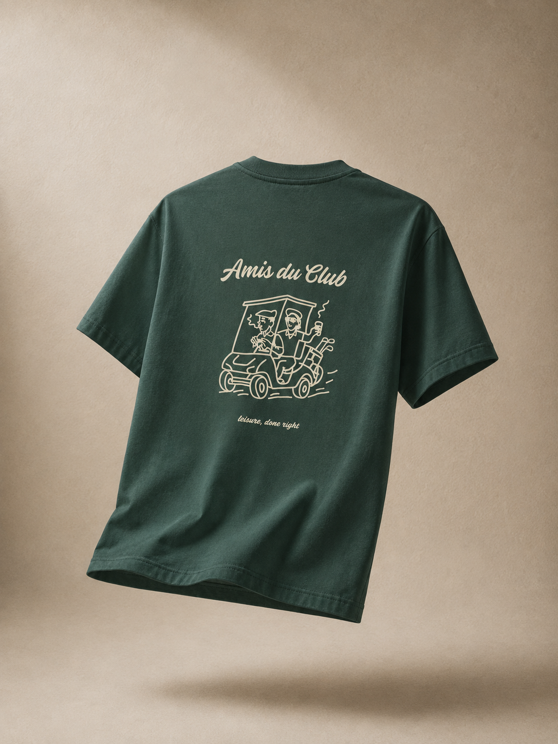 Clubhouse Green | Leisure Patrol T-shirt back graphic in clubhouse green – Amis du Club
