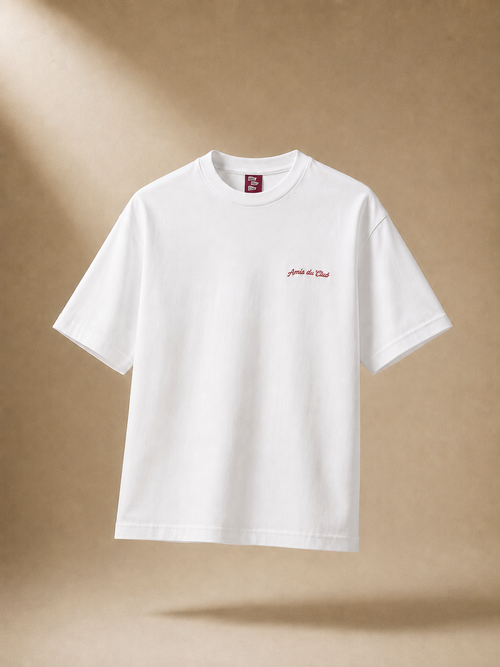 White | Leisure Patrol T-shirt front view in white – Amis du Club